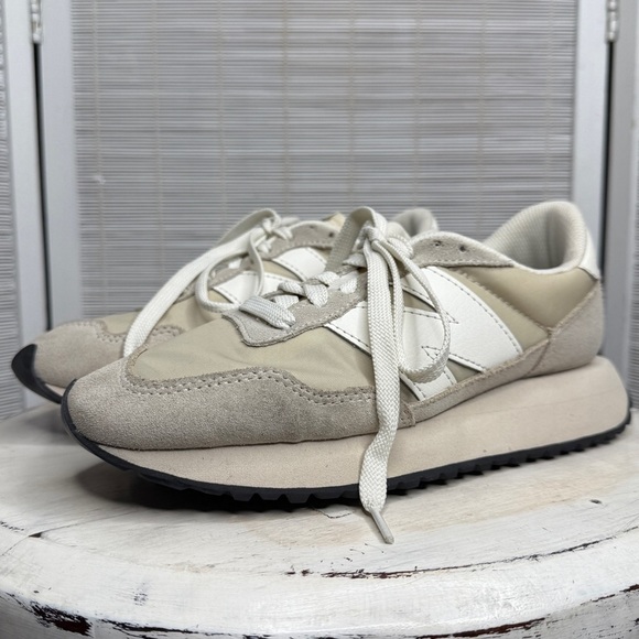 New Balance Shoes - New Balance Off White Beige Suede Fabric Retro Sneakers Casual Street Style 7